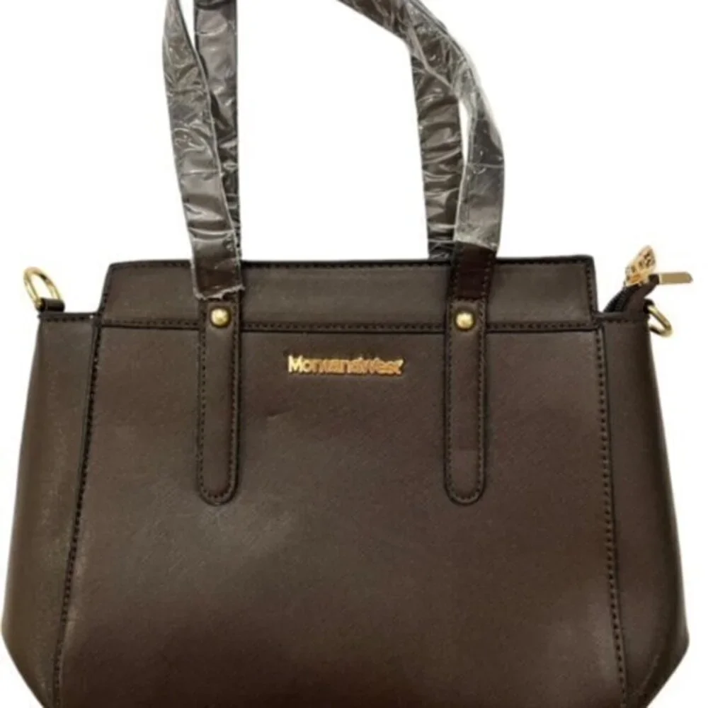 🎉SALE🎉 Montana West Brown Vinyl Small Satchel Bag NEW‎ Gold Western Crossbody